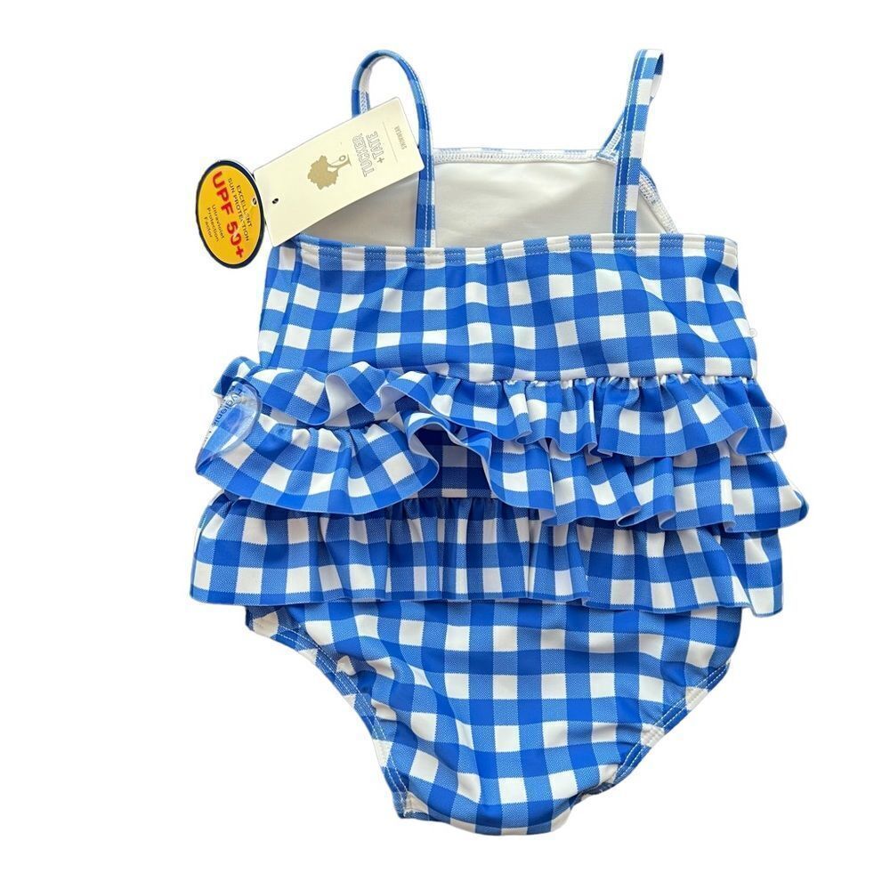 Tucker + Tate blue white gingham ruffle swimsuit baby girl size 3 months - Picture 2 of 5